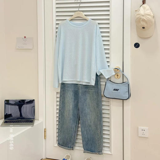 【莱塞尔卷边天丝棉T恤】纸片人穿搭 莱塞尔面料透气不闷 商品图5