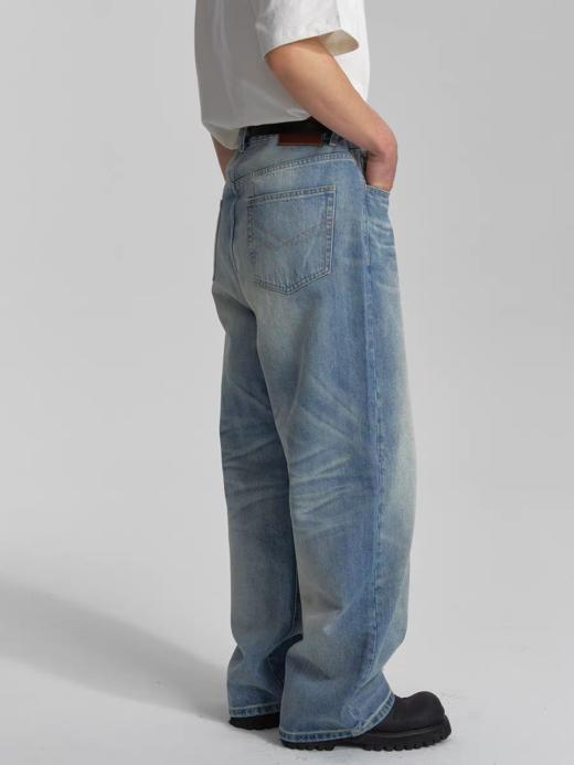 GYOZA PASTA/GP26ss-k02/美产康龙疯马皮牌水洗做旧宽松直通微锥牛仔裤 商品图4