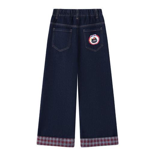 【MQD】童装女大童冬新款儿童学院风加绒裤子萌趣卡通阔腿牛仔裤 商品图1