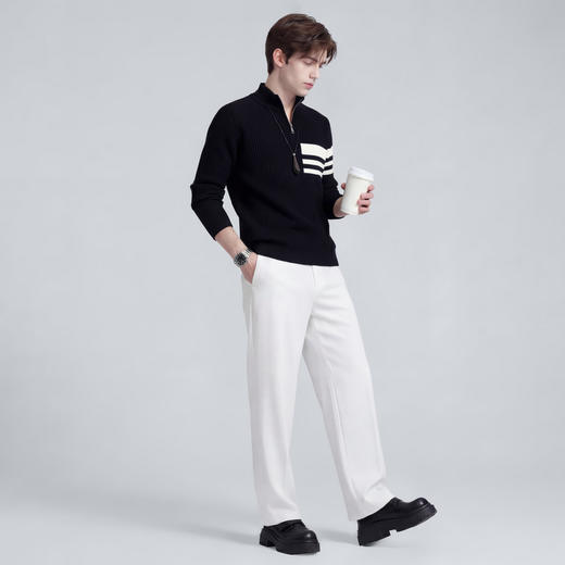 【不易变形】圣得西男士薄款针织衫2026新款春季半拉链休闲毛衣 商品图7