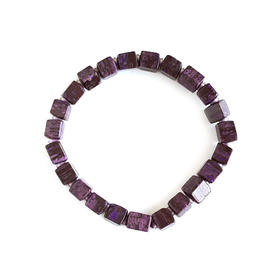 【天然正品】天然约6-7MM泥地樱花料舒俱来方块手串18CM（弹力绳）230126NJM31