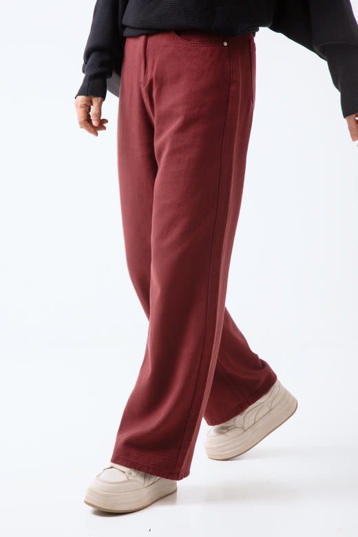 安可拉红直筒牛仔裤 商品图0