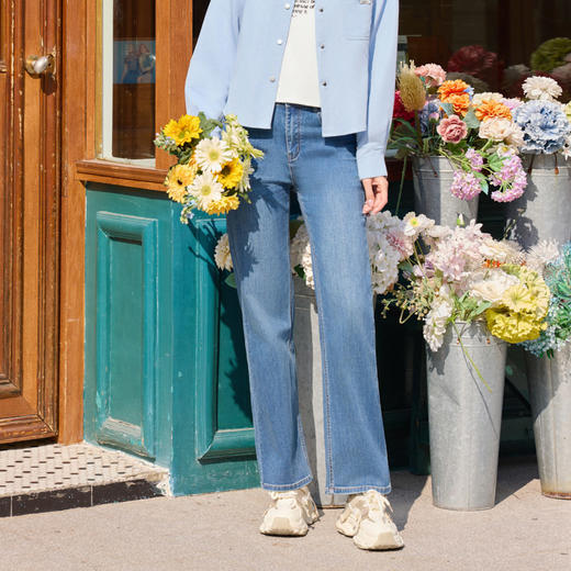 半身缘女裤 春季时尚复古宽松修腿型裤腿牛仔裤261102U10120191 商品图0