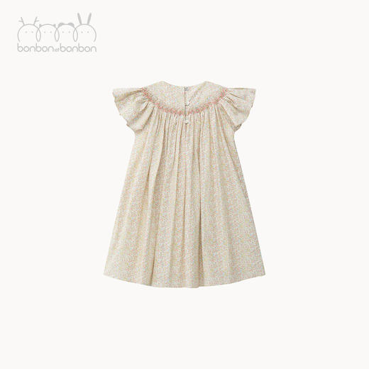 粉绿碎花小飞袖连衣裙 商品图4