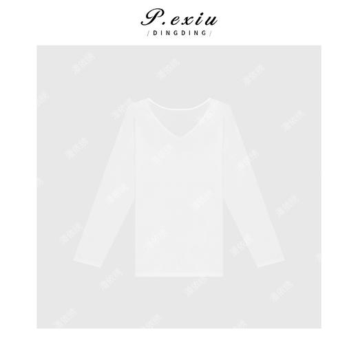 03-2潘依绣丁丁宠粉韩系简约V领长袖T恤Q1546 商品图0