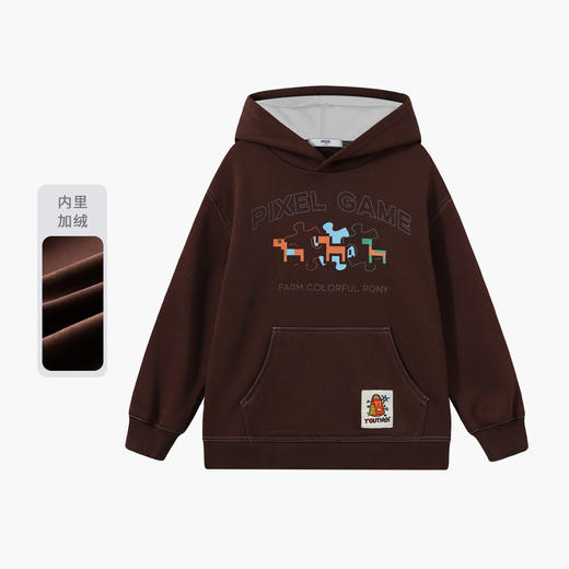 【MQD】童装男大童冬新款儿童加绒加厚保暖潮酷印花学院风连帽卫衣 商品图0