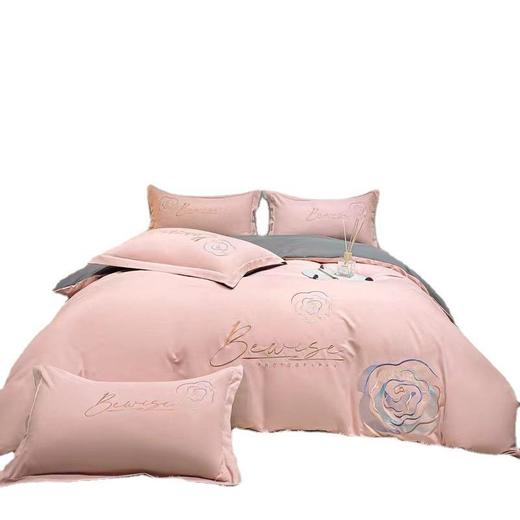 【亲肤棉刺绣磨毛轻奢四件套】刺绣磨毛床单款四件套纯色床上用品 商品图4