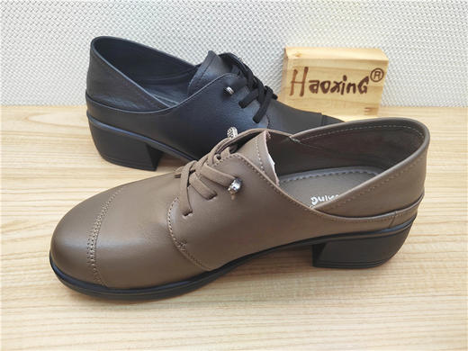 豪行秋冬新款23372801真皮职业休闲低跟女鞋单鞋皮鞋 商品图2