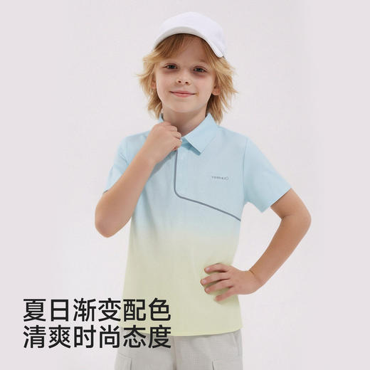 英氏儿童衣服男童短袖T恤夏季吸湿速干短袖上衣运动撞色百搭T恤 商品图3
