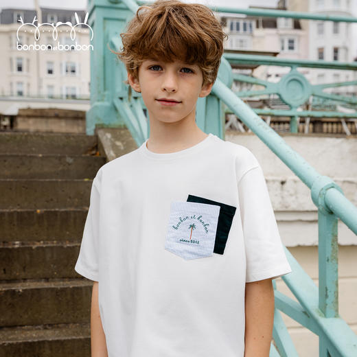 棕榈树刺绣撞色T恤 商品图2