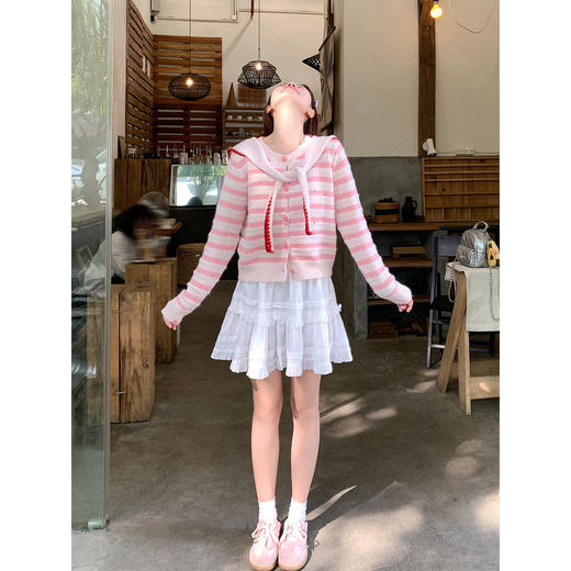 <曾小咸推荐>3.9现货秒杀 ！微信超特价！韩系粉色条纹针织开衫 日常189.99 立减100 秒杀89.99！！ 商品图4