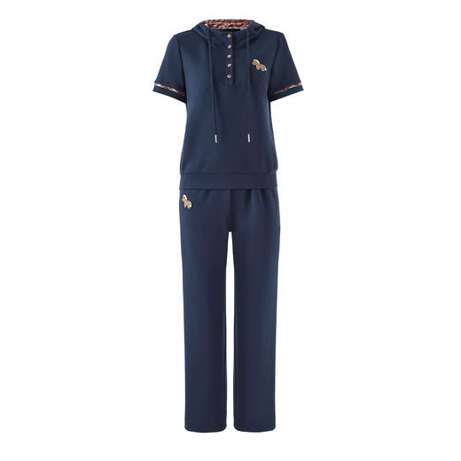 「高货wl」全新升级【铂金会员321/天猫429/差价108】(99125)洛诗琳2026春季气质连帽小马刺绣卫衣直筒休闲裤两件套 商品图3