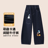 【MQD】童装女大童加绒阔腿裤冬季儿童萌趣卡通防褪色奥粒绒牛仔裤 商品缩略图0
