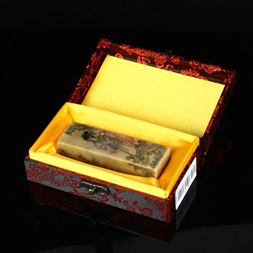 孤品17880昌化冻石线刻美女山水画方章书画闲章/藏书章2.6*2.6*8.3cm 商品图4