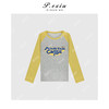 03-2潘依绣丁丁宠粉PanYiXiu/潘依绣【香蕉奶油】美式插肩袖撞色印花长袖T恤 WH00206 商品缩略图1