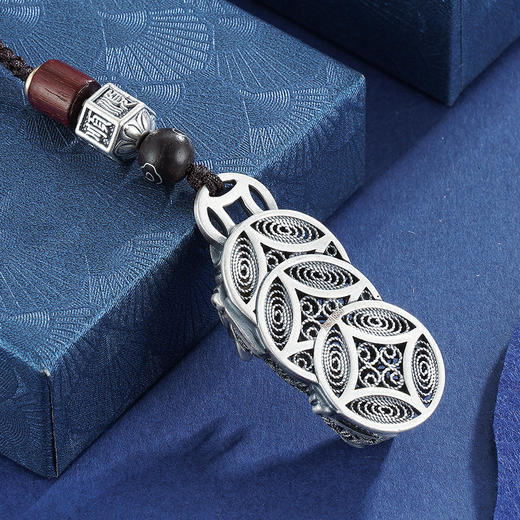 子佩集S999银花丝貔貅挂件【DBV1128】手把件仿古纯银钥匙扣2302 商品图2