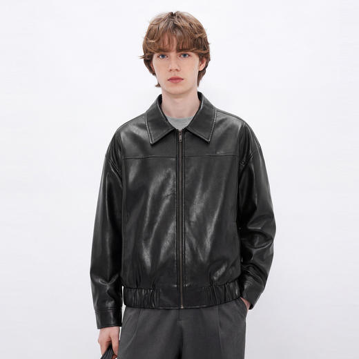 gxg.jeans男装25春热卖翻领PU皮衣美式夹克飞行员外套#J25D211011 商品图1