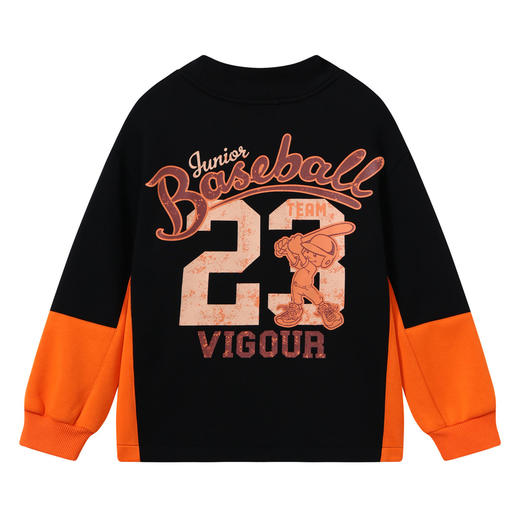 【MQD】童装男大童冬新款儿童学院风撞色拼接潮酷印花保暖加绒卫衣 商品图1