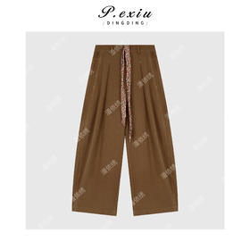 03-2潘依绣丁丁宠粉美式复古碎花腰带休闲裤 Q9863