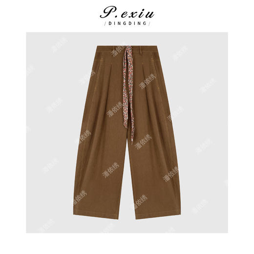 03-2潘依绣丁丁宠粉美式复古碎花腰带休闲裤 Q9863 商品图0