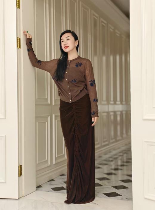 【3.6上新】早春茶烟🌸檀木棕印花100%绵羊毛开衫 商品图9