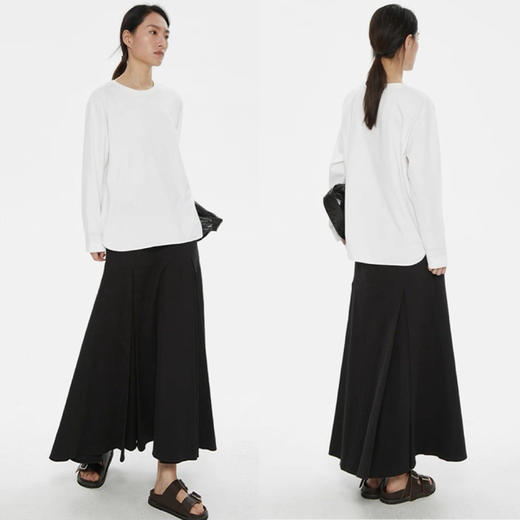 【23区】日单/弧形下摆圆领全棉长袖T恤。白色 黑色 自己备注号码颜色 商品图2