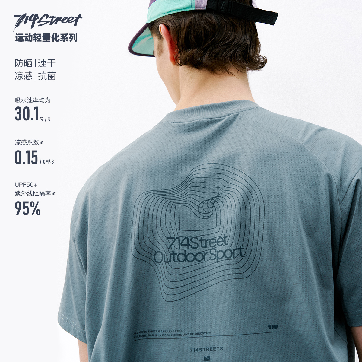714street网眼透气速干衣7A抗菌凉感运动短袖2026夏季防晒T恤男款