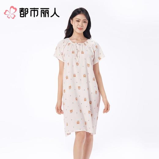 都市丽人睡衣女士睡衣薄家居服软绵绵印花睡衣女士软绵绵短袖裙女装睡裙LHC9A5 商品图1