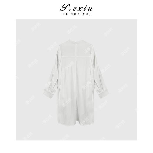 03-2潘依绣丁丁宠粉福利新款圆领百搭弧形下摆长袖衬衫裙 W6112 商品图2