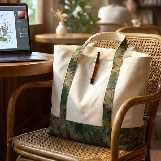 【迷彩拼接帆布包手提包】高品质纯棉16安加厚横向手提帆布包zyx 商品图1