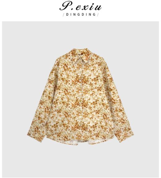 03-2潘依绣丁丁宠粉【花香满园】复古港风清新碎花Polo领长袖衬衫 Q5231 商品图0