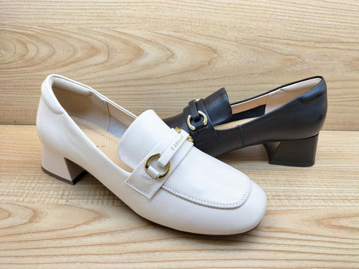 豪行真皮女鞋23330516低帮中跟软皮百搭乐福单鞋 商品图3