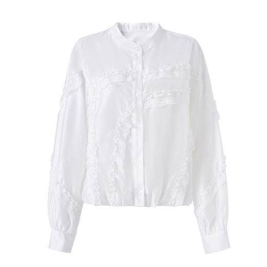 「高货wl」全新升级【铂金会员275/天猫369/差价94】(00843)洛诗琳法式气质蕾丝拼接衬衫2026春季新款天丝刺绣上衣 商品图4