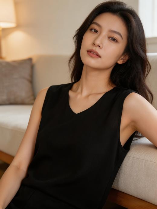 【醋酸砂洗平纹系列】SCHIESSER德国舒雅女士外穿打底随性多用途V领背心 31/27192V 商品图7