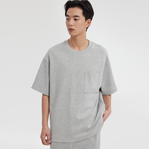 MODE COMMUTER | MC精梳棉针织撞色线贴袋圆领短袖T恤 商品图3