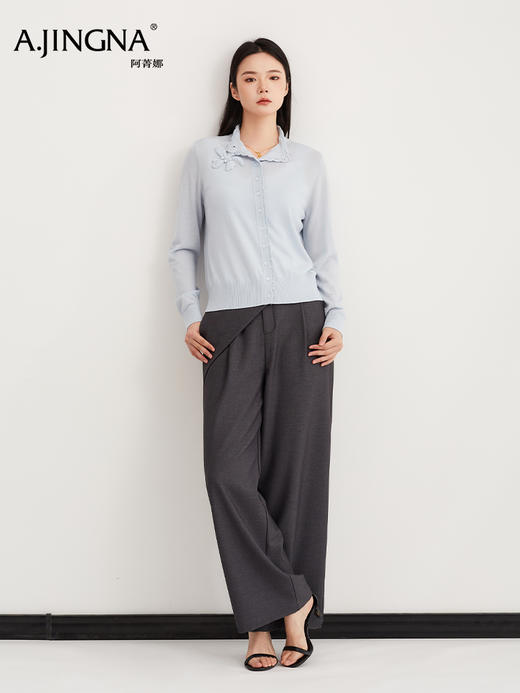 【商场同款】阿菁娜春季新款小香风开衫立体花朵侧边点睛蕾丝包边精致线条一件穿出轻奢质感A31C118501 商品图3