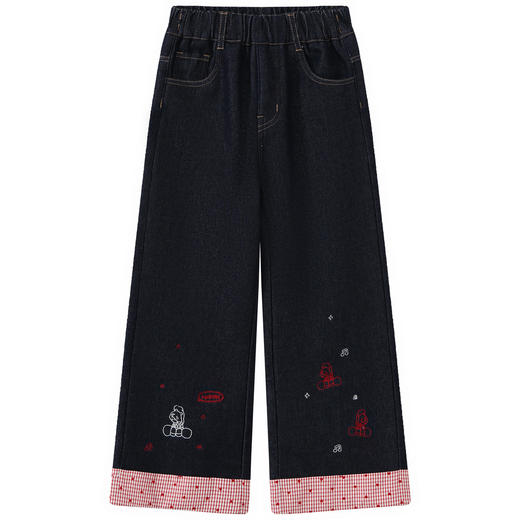 【MQD】童装女大童冬季新款儿童可爱萌趣卡通裤子加厚奥利绒牛仔裤 商品图4