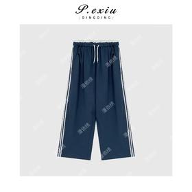 03-2潘依绣丁丁宠粉韩系慵懒织带撞色抽绳休闲裤Q6658