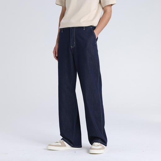 GXG男装26夏季时尚百搭潮牌简约休闲直筒裤日常通勤男式牛仔长裤K&C 商品图1