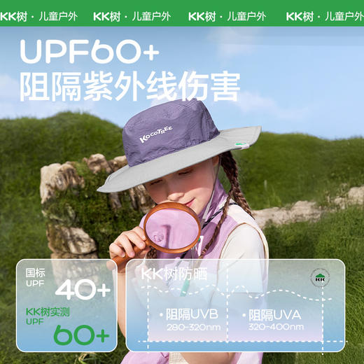 KK树儿童防晒帽子原纱遮阳渔夫帽大帽檐防紫外线夏季薄款防水透气小森趣防晒渔夫帽 商品图2