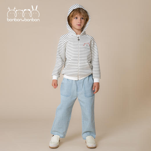 棕榈树刺绣条纹连帽外套 商品图0