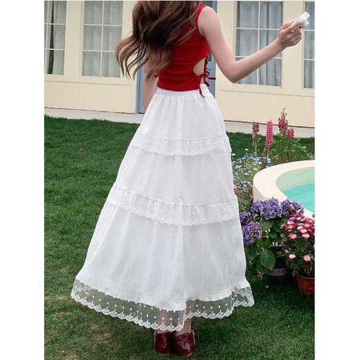 【藏肉显瘦一绝69/件】🌼白色蕾丝花边半身裙女春夏新款高腰显瘦中长款甜美风a字蛋糕裙聚★为爱严选★为爱严选 商品图4