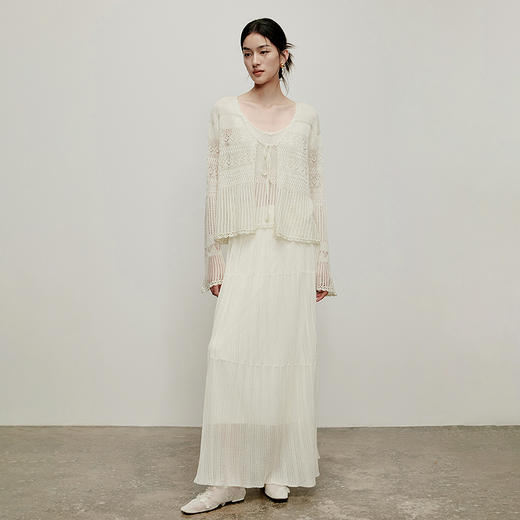 【林栖设计小店】一池涟漪|百搭多色压褶垂感飘逸2026夏新款毛织半身裙1962126 商品图10