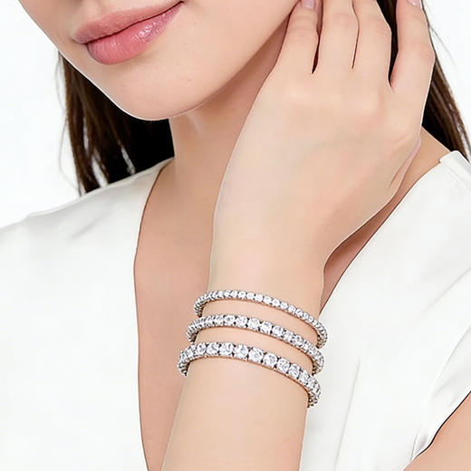 【顺丰直达】法国PARiCROWN2026新款爆闪满钻手链微镶银白色手镯手链女气质高级网球链BF 商品图4