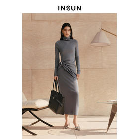 INSUN恩裳修身H型垂坠感醋酸包臀半身裙