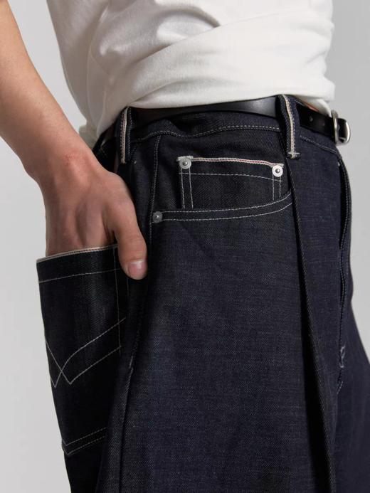 GYOZA PASTA/GP26ss-k01/进口纱线日产五金双折宽松廓形原浆赤耳牛仔裤 商品图4