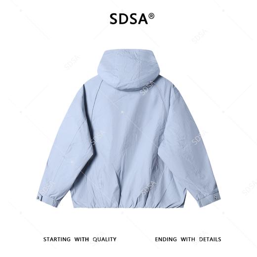 SDSA男士秋冬新款痞帅男装潮牌褶皱纯色拉链立领连帽夹克外套百搭 商品图4