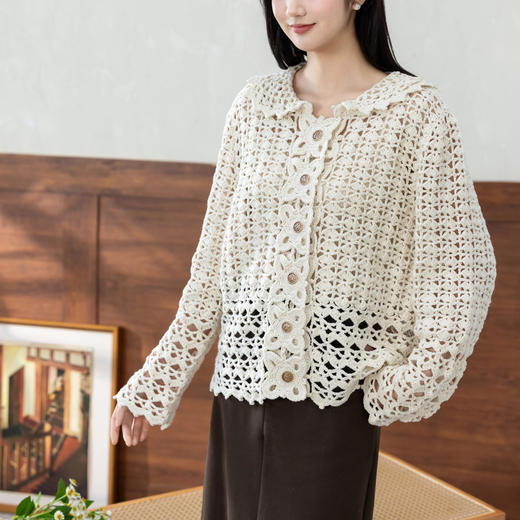 苏苏姐家盛炽开衫手工diy钩针编织4股棉上衣毛线团材料包 商品图1