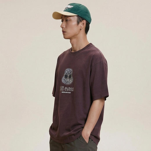 DRONKOO 2026 圆领前豹纹帽子眼镜喷色微阔短袖T恤 商品图2