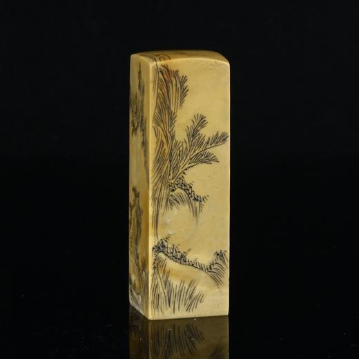 孤品17880昌化冻石线刻美女山水画方章书画闲章/藏书章2.6*2.6*8.3cm 商品图2